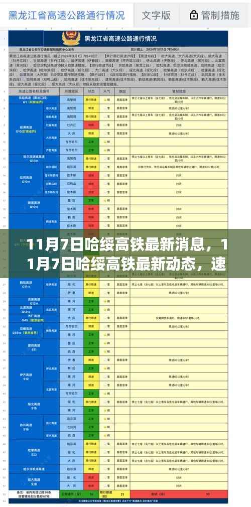 哈绥高铁最新动态,速度与时代的共鸣(11月7日更新)