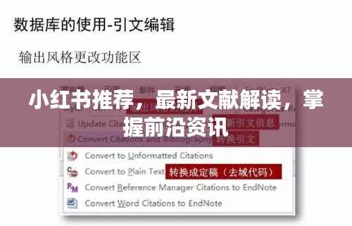 小红书推荐,最新文献解读,掌握前沿资讯