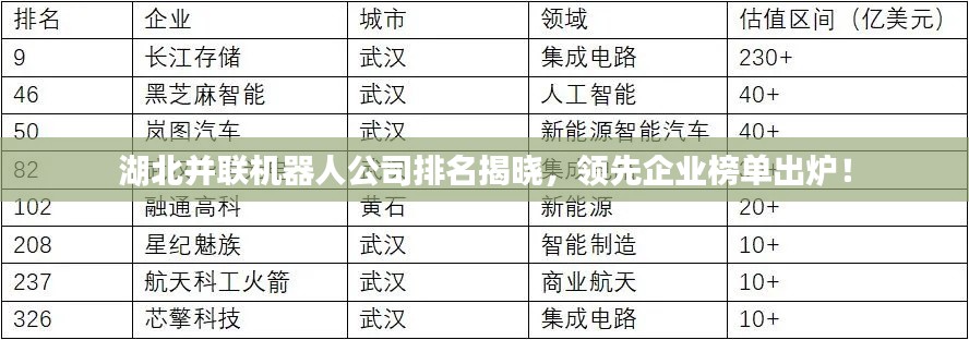湖北并联机器人公司排名揭晓,领先企业榜单出炉!