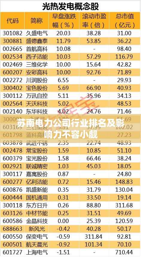 苏南电力公司行业排名及影响力不容小觑